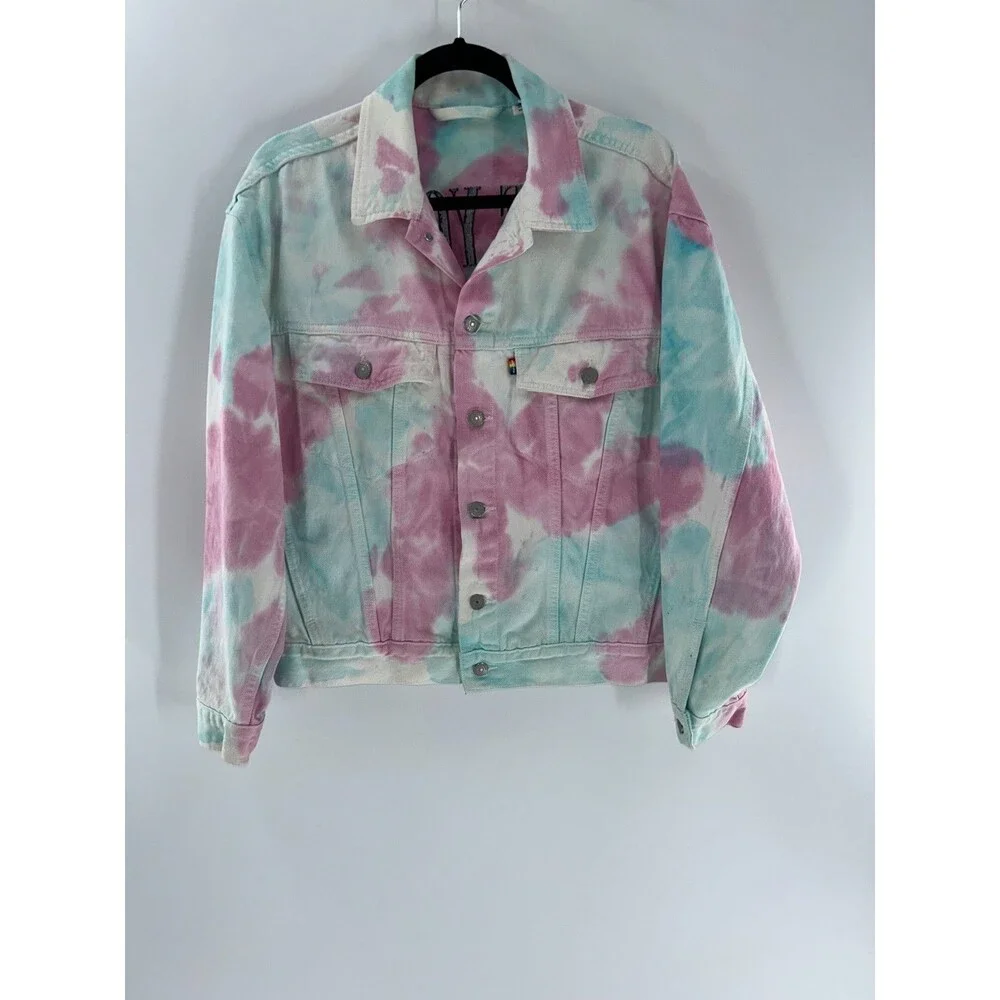 Women’s Levi's Pastel Tie Dye Y2K Oversized Trucker Style Denim Jacket Size XS - Picture 2 of 9